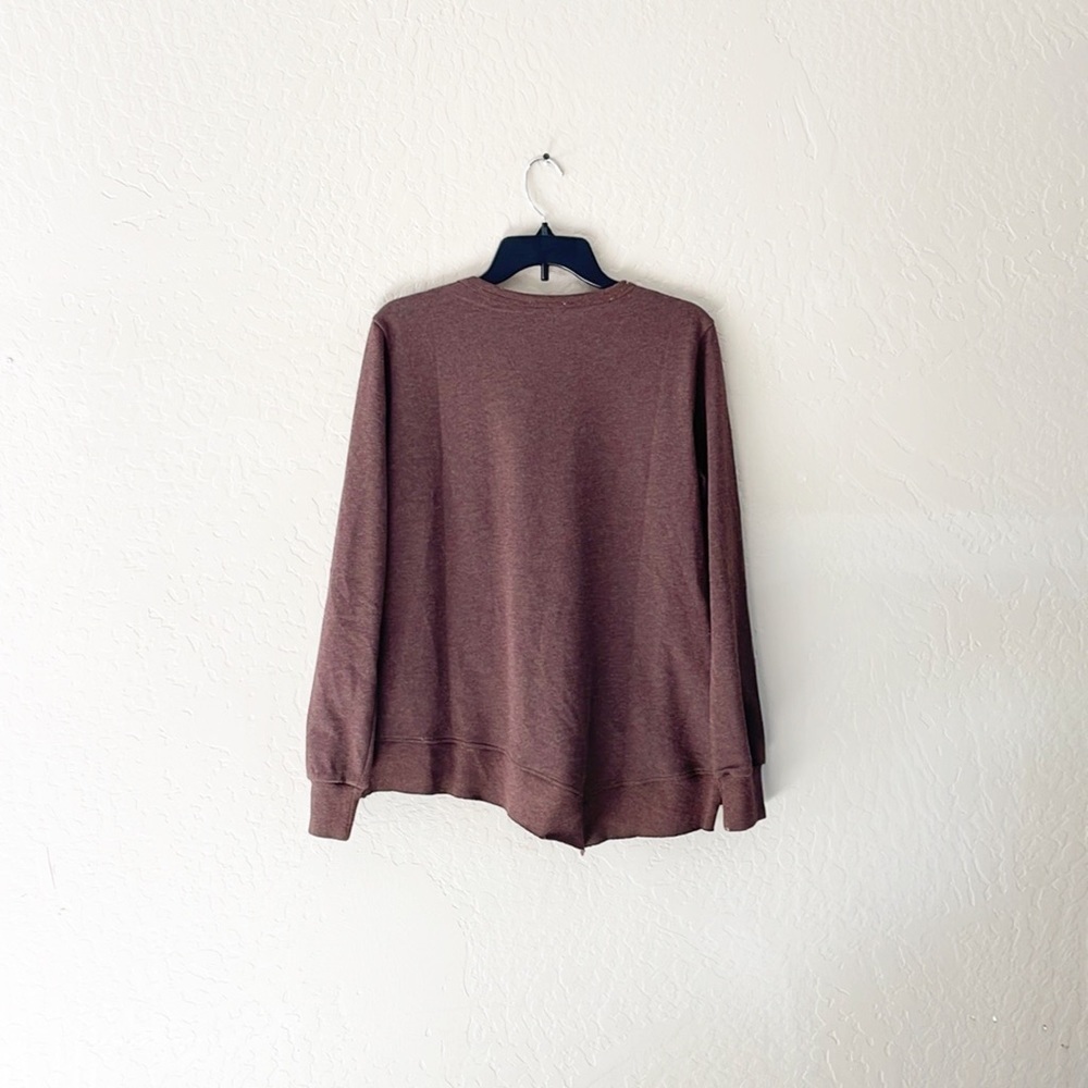 🌿Final Sale Anthro Mystree Brown‎ V Neck Ruffle Trim Sweater - Picture 6 of 12